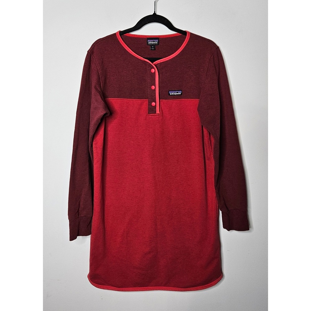 Patagonia Ahnya Organic Cotton Long Sleeve Henley Sweatshirt Dress Comfy  Medium